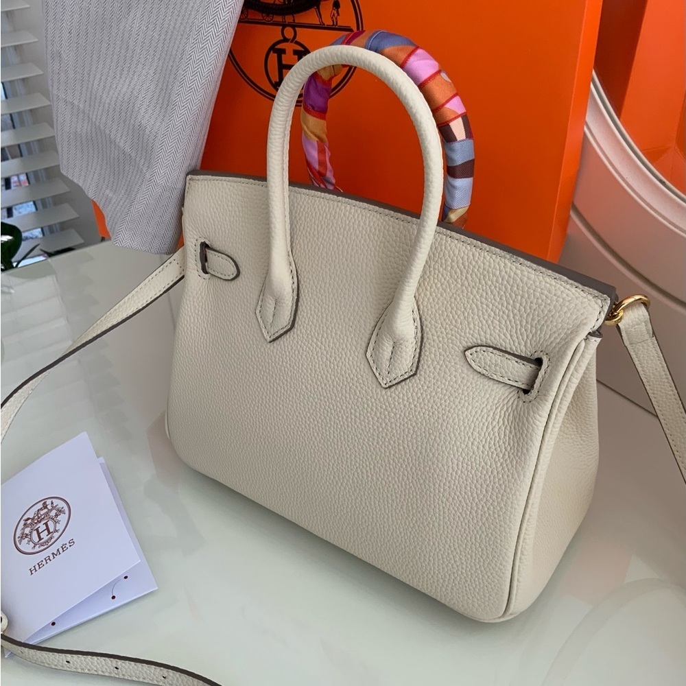 Cream Pebbled Leather Inspired 25 Birkin - Picture 4 of 12